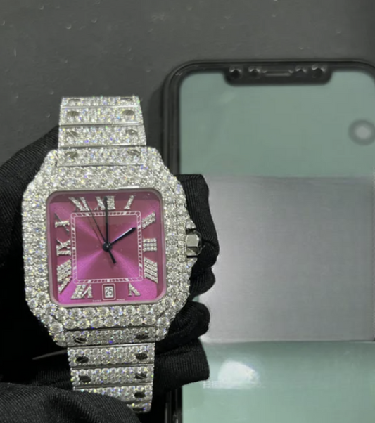 Cariter Iced Out Pink Dial